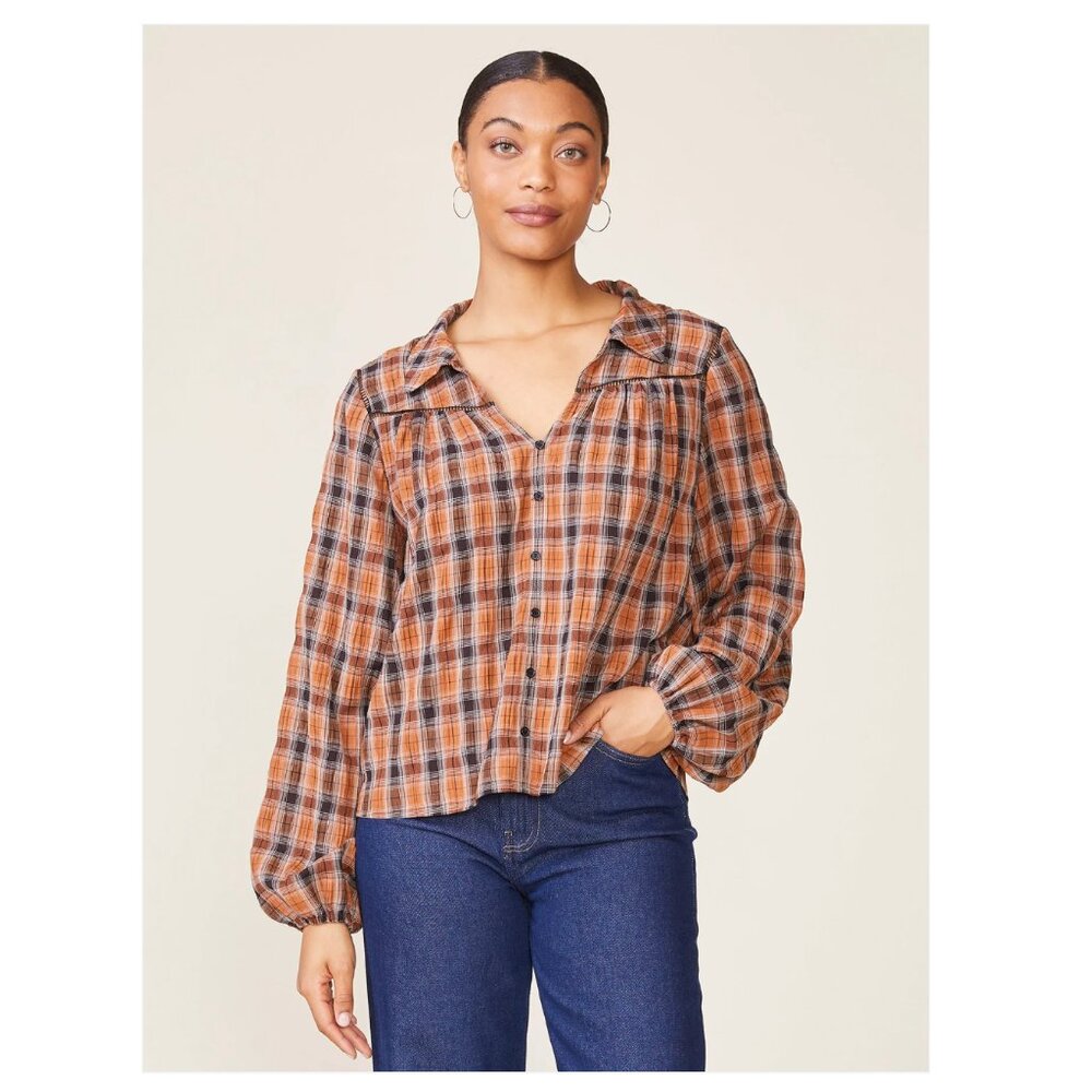 NWT Anthem The Label Button Down Plaid Top. Size small